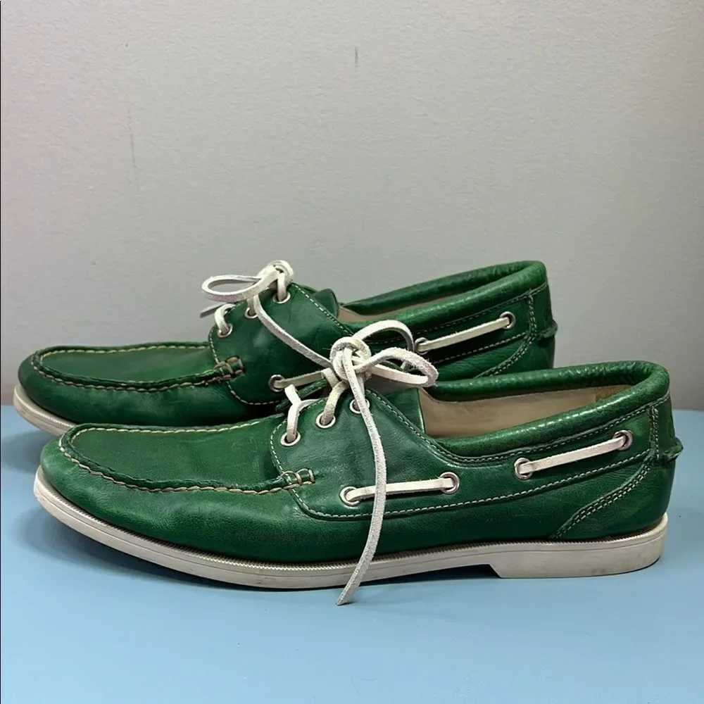 Cole Haan Hayden Tumbled Green Boat Shoes 11.5